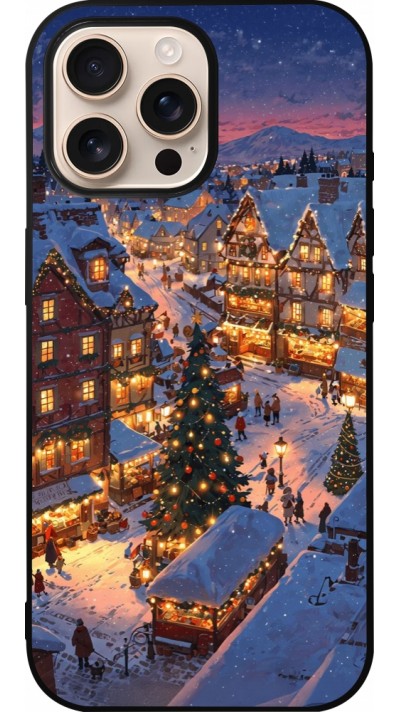 iPhone 16 Pro Max Case Hülle - Silikon schwarz Christmas 25 Xmas Village