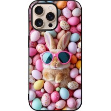 Coque iPhone 16 Pro Max - Silicone rigide noir Easter 2026 Rabbit fun