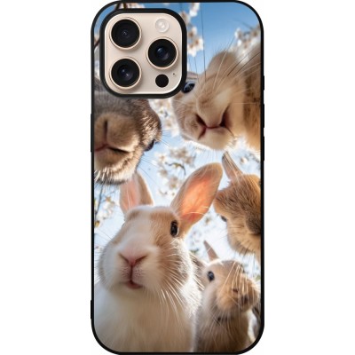 Coque iPhone 16 Pro Max - Silicone rigide noir Easter 2026 Rabbits