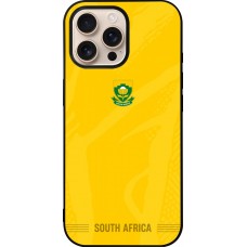 Coque iPhone 16 Pro Max - Silicone rigide noir Maillot de football Afrique du Sud 2026 personnalisable