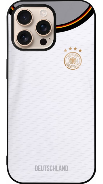Coque iPhone 16 Pro Max - Silicone rigide noir Maillot de football Allemagne 2022 personnalisable