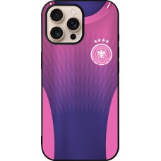 Coque iPhone 16 Pro Max - Silicone rigide noir Maillot de football Allemagne Extérieur personnalisable
