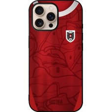 Coque iPhone 16 Pro Max - Silicone rigide noir Maillot de football Autriche personnalisable