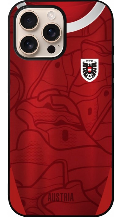 Coque iPhone 16 Pro Max - Silicone rigide noir Maillot de football Autriche personnalisable