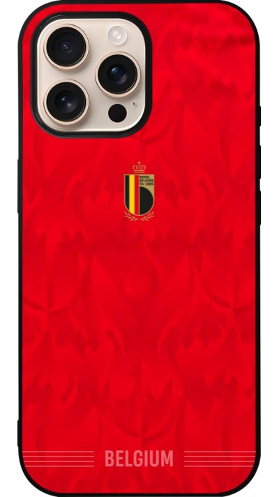 iPhone 16 Pro Max Case Hülle - Silikon schwarz Belgien 2026 personalisierbares Fussballtrikot