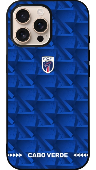 Coque iPhone 16 Pro Max - Silicone rigide noir Maillot de football Cap-Vert 2026 personnalisable