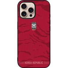Coque iPhone 16 Pro Max - Silicone rigide noir Maillot de football Corée du Sud 2026 personnalisable