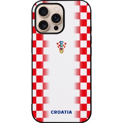iPhone 16 Pro Max Case Hülle - Silikon schwarz Kroatien 2026 personalisierbares Fussballtrikot