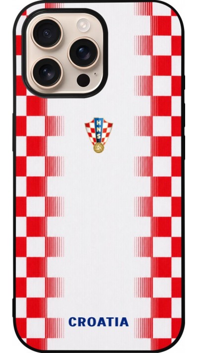 iPhone 16 Pro Max Case Hülle - Silikon schwarz Kroatien 2026 personalisierbares Fussballtrikot
