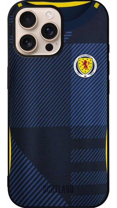 Coque iPhone 16 Pro Max - Silicone rigide noir Maillot de football Ecosse personnalisable