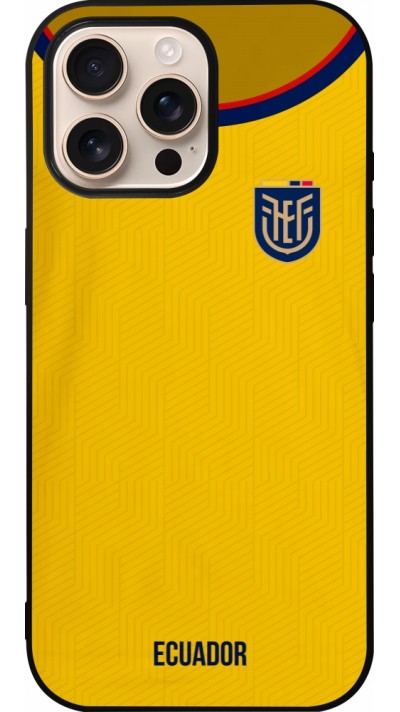 Coque iPhone 16 Pro Max - Silicone rigide noir Maillot de football Equateur 2022