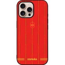 Coque iPhone 16 Pro Max - Silicone rigide noir Maillot de football Espagne 2026 personnalisable