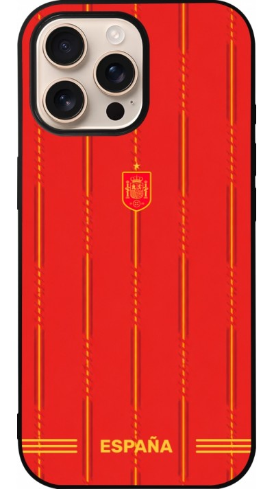 Coque iPhone 16 Pro Max - Silicone rigide noir Maillot de football Espagne 2026 personnalisable