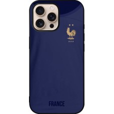 Coque iPhone 16 Pro Max - Silicone rigide noir Maillot de football France 2022 personnalisable