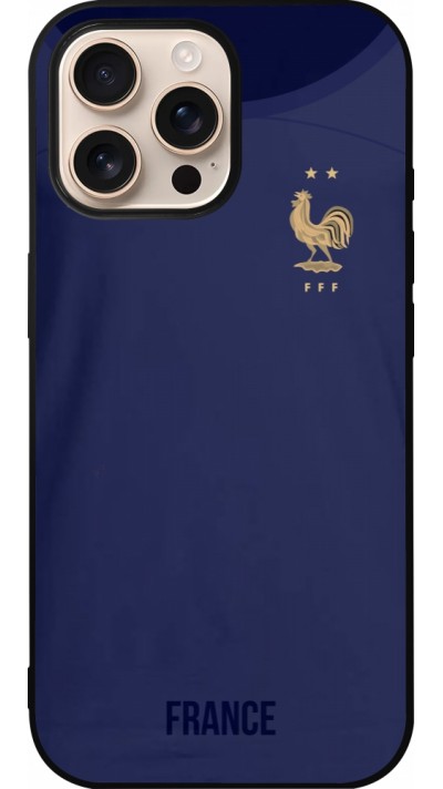 Coque iPhone 16 Pro Max - Silicone rigide noir Maillot de football France 2022 personnalisable