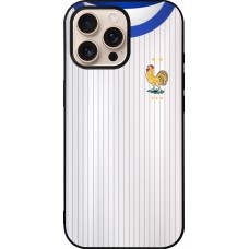 Coque iPhone 16 Pro Max - Silicone rigide noir Maillot de football France Extérieur personnalisable