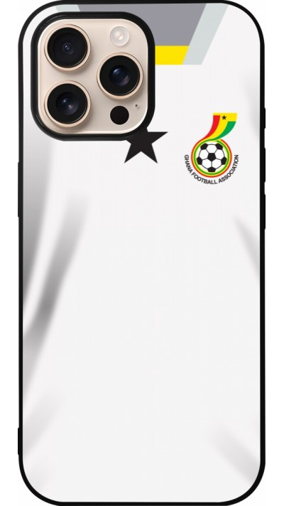 Coque iPhone 16 Pro Max - Silicone rigide noir Maillot de football Ghana 2022 personnalisable