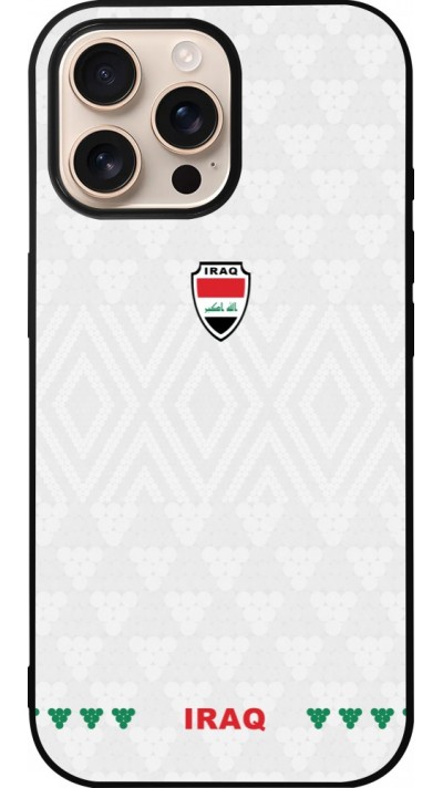 Coque iPhone 16 Pro Max - Silicone rigide noir Maillot de football Irak 2026 personnalisable