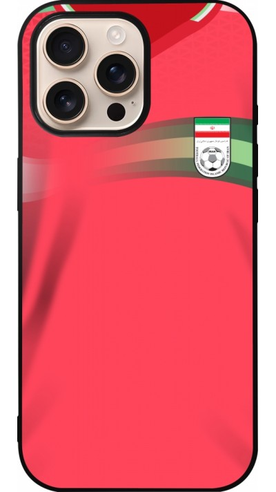 Coque iPhone 16 Pro Max - Silicone rigide noir Maillot de football Iran 2022 personnalisable