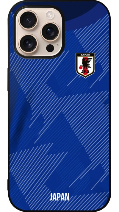 Coque iPhone 16 Pro Max - Silicone rigide noir Maillot de football Japon 2022 personnalisable