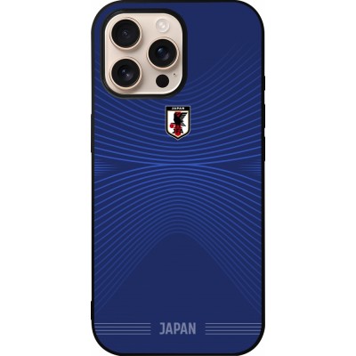 Coque iPhone 16 Pro Max - Silicone rigide noir Maillot de football Japon 2026 personnalisable