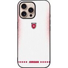 Coque iPhone 16 Pro Max - Silicone rigide noir Maillot de football Jordanie 2026 personnalisable