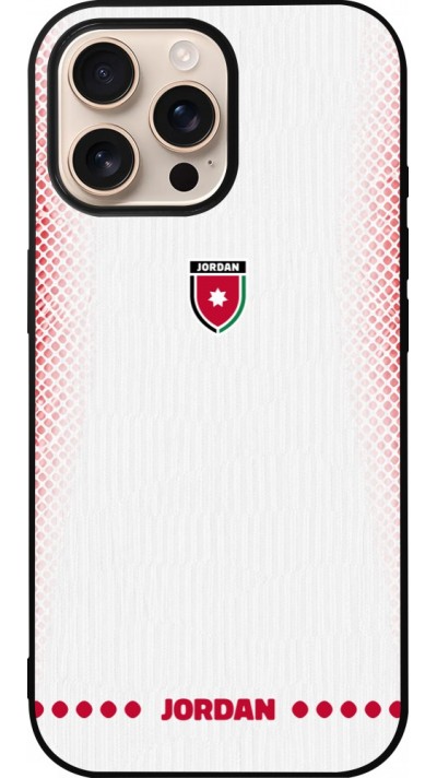 Coque iPhone 16 Pro Max - Silicone rigide noir Maillot de football Jordanie 2026 personnalisable