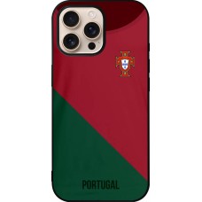 Coque iPhone 16 Pro Max - Silicone rigide noir Maillot de football Portugal 2022