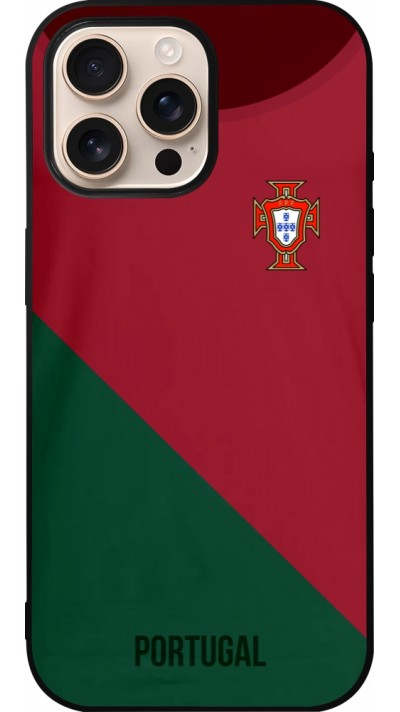 Coque iPhone 16 Pro Max - Silicone rigide noir Maillot de football Portugal 2022