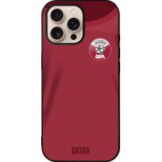 Coque iPhone 16 Pro Max - Silicone rigide noir Maillot de football Qatar 2022 personnalisable
