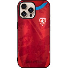 Coque iPhone 16 Pro Max - Silicone rigide noir Maillot de football République Tchèque personnalisable