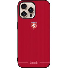 Coque iPhone 16 Pro Max - Silicone rigide noir Maillot de football Répuplique Tchèque 2026 personnalisable