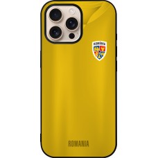 Coque iPhone 16 Pro Max - Silicone rigide noir Maillot de football Roumanie