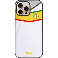 Coque iPhone 16 Pro Max - Silicone rigide noir Maillot de football Senegal 2022 personnalisable