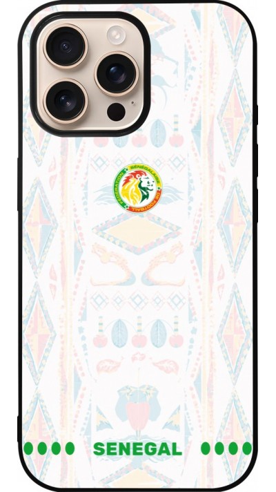Coque iPhone 16 Pro Max - Silicone rigide noir Maillot de football Sénégal 2026 personnalisable