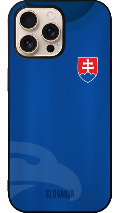 Coque iPhone 16 Pro Max - Silicone rigide noir Maillot de football Slovaquie