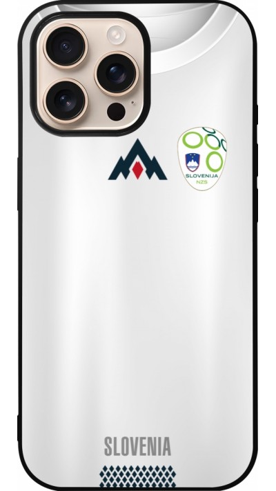 Coque iPhone 16 Pro Max - Silicone rigide noir Maillot de football Slovénie