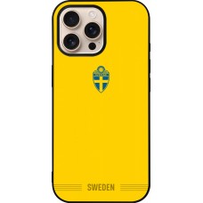 Coque iPhone 16 Pro Max - Silicone rigide noir Maillot de football Suède 2026 personnalisable