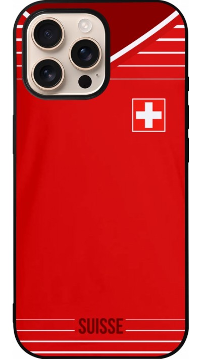 Coque iPhone 16 Pro Max - Silicone rigide noir Football shirt Switzerland 2022