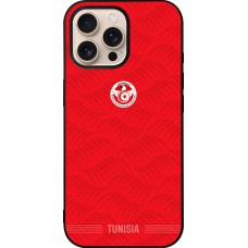 Coque iPhone 16 Pro Max - Silicone rigide noir Maillot de football Tunisie 2026 personnalisable