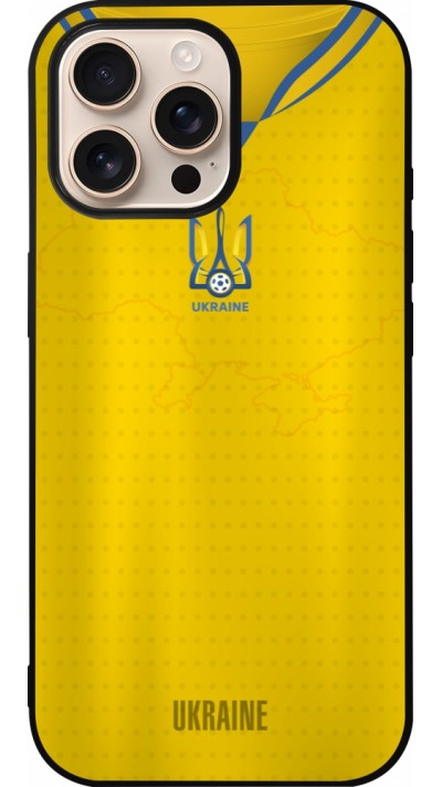 Coque iPhone 16 Pro Max - Silicone rigide noir Maillot de football Ukraine