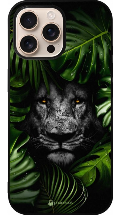 Coque iPhone 16 Pro Max - Silicone rigide noir Forest Lion