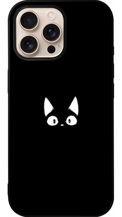 Coque iPhone 16 Pro Max - Silicone rigide noir Funny cat on black