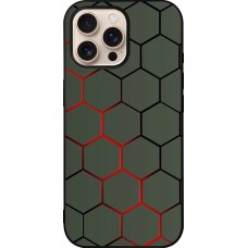 iPhone 16 Pro Max Case Hülle - Silikon schwarz Geometric Line red
