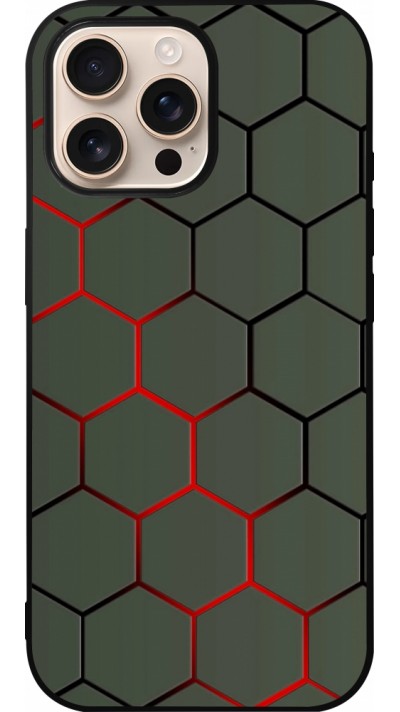 Coque iPhone 16 Pro Max - Silicone rigide noir Geometric Line red