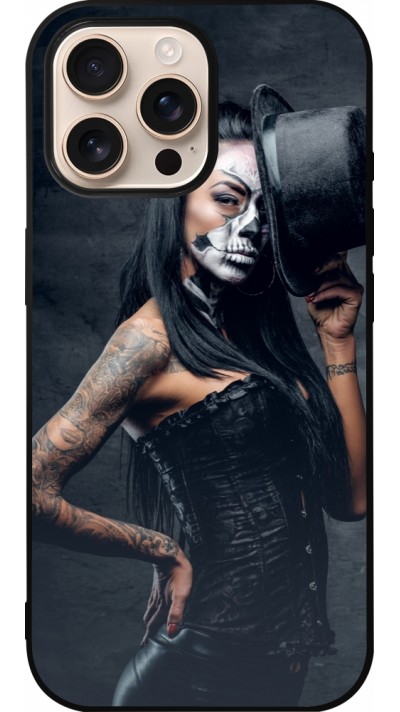 Coque iPhone 16 Pro Max - Silicone rigide noir Halloween 22 Tattooed Girl
