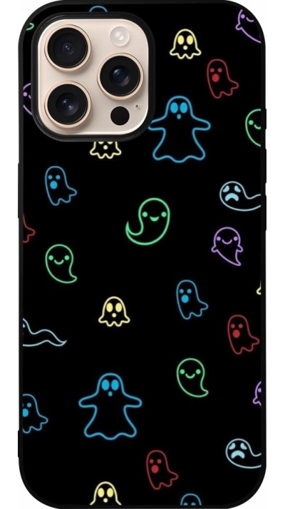 Coque iPhone 16 Pro Max - Silicone rigide noir Halloween 2024 colorful ghosts
