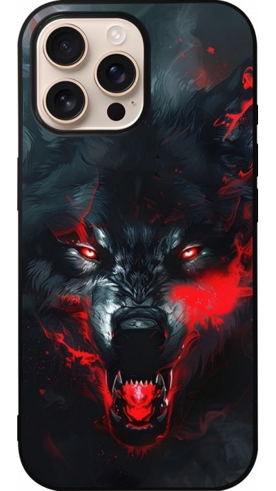 Coque iPhone 16 Pro Max - Silicone rigide noir Halloween 2024 mad werewolf