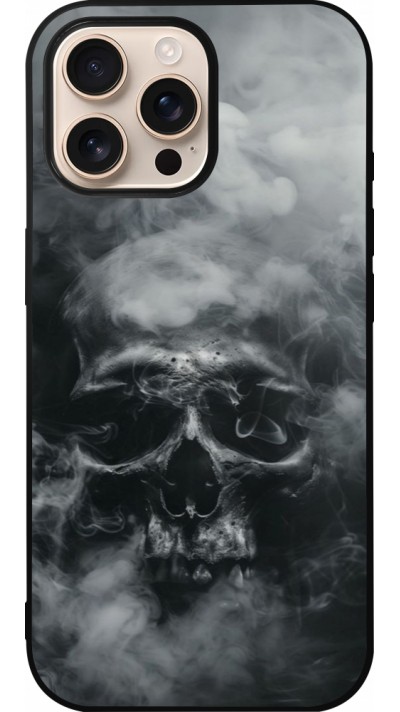 Coque iPhone 16 Pro Max - Silicone rigide noir Halloween 2024 smoky skull