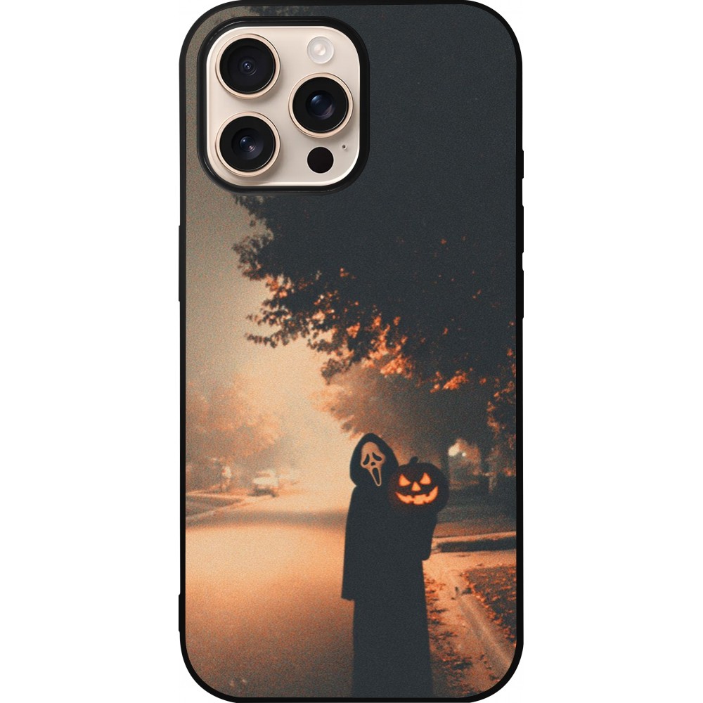 Coque iPhone 16 Pro Max - Silicone rigide noir Halloween 2025 Scream